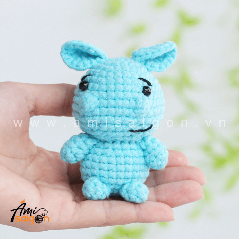 Móc khóa hà mã ngộ nghĩnh bằng len amigurumi - Chart móc miễn phí @amisaigonvn