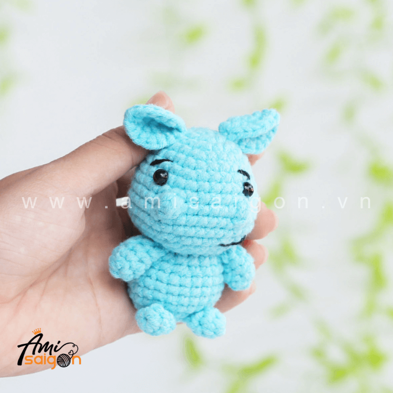 Móc khóa hà mã ngộ nghĩnh bằng len amigurumi - Chart móc miễn phí @amisaigonvn