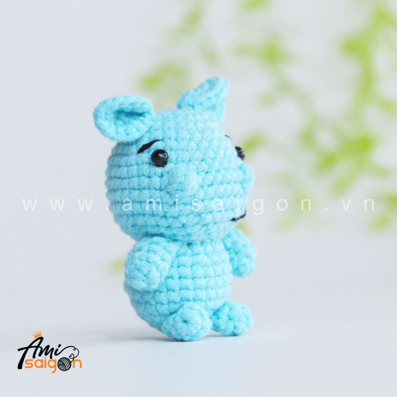 Móc khóa hà mã ngộ nghĩnh bằng len amigurumi - Chart móc miễn phí @amisaigonvn