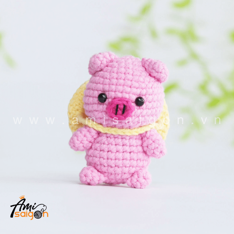 Móc khóa heo hồng cute bằng len amigurumi - Chart móc miễn phí @amisaigonvn