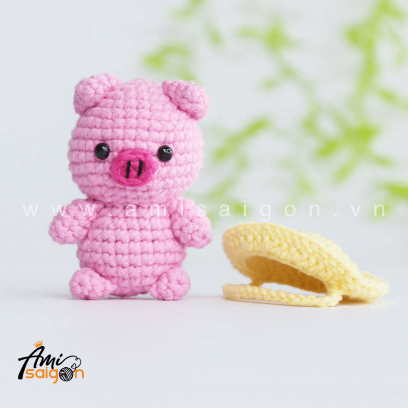 Móc khóa heo hồng cute bằng len amigurumi - Chart móc miễn phí @amisaigonvn