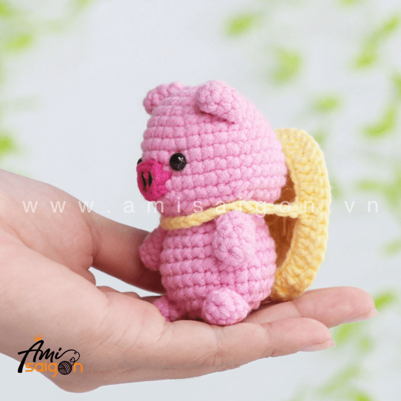 Móc khóa heo hồng cute bằng len amigurumi - Chart móc miễn phí @amisaigonvn