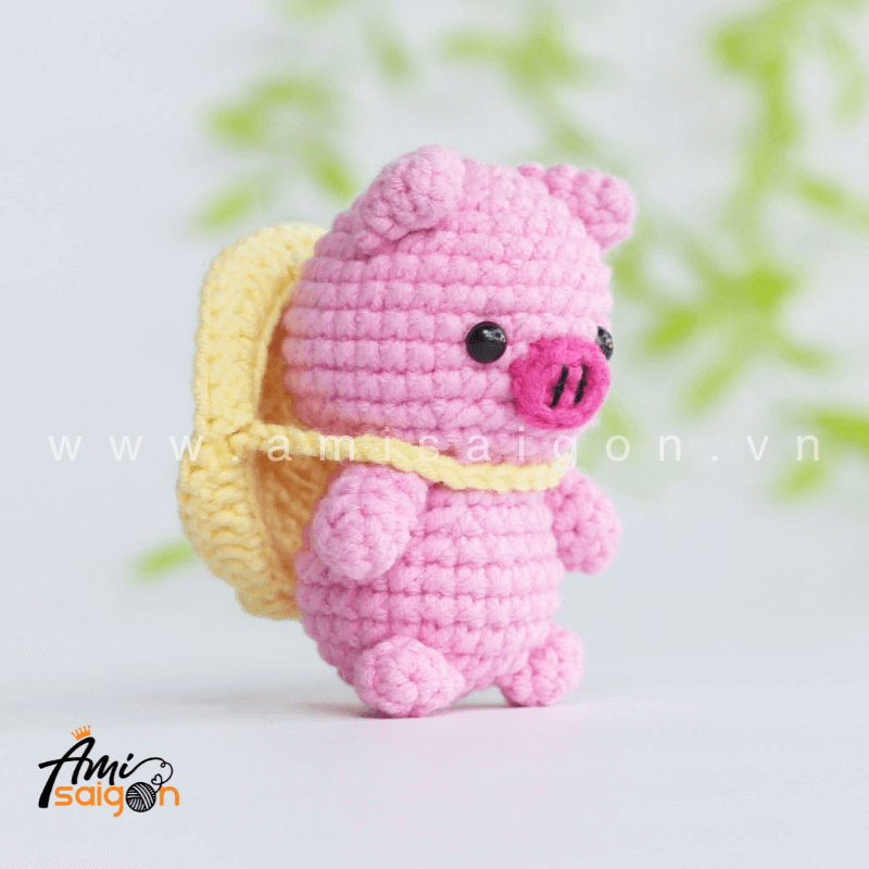 Móc khóa heo hồng cute bằng len amigurumi - Chart móc miễn phí @amisaigonvn