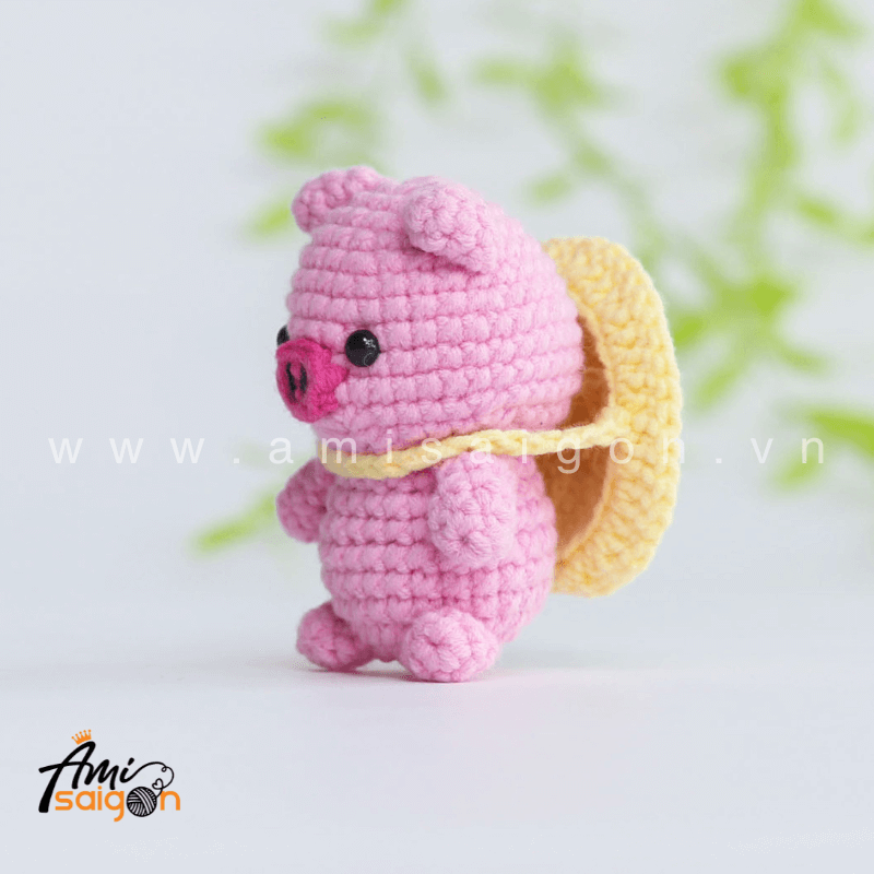 Móc khóa heo hồng cute bằng len amigurumi - Chart móc miễn phí @amisaigonvn