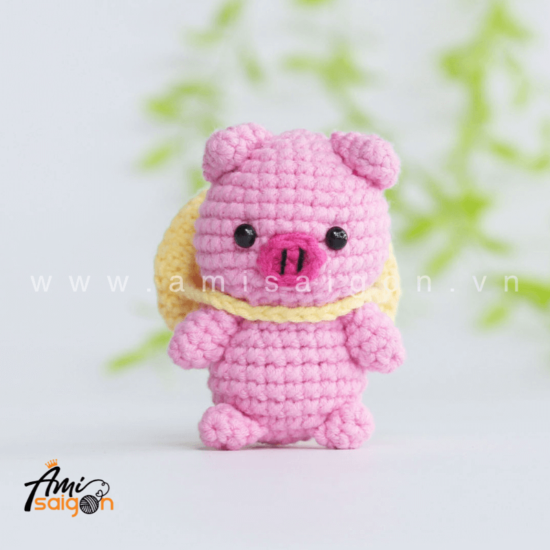 Móc khóa heo hồng cute bằng len amigurumi - Chart móc miễn phí @amisaigonvn