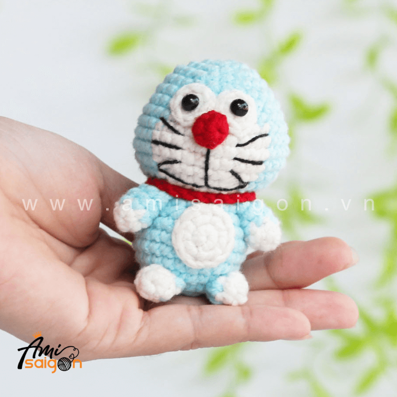 Móc khóa mèo máy Doraemon bằng len amigurumi - Chart móc miễn phí @amisaigonvn