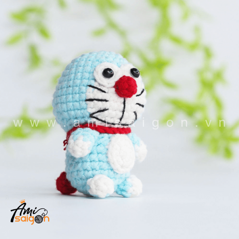 Móc khóa mèo máy Doraemon bằng len amigurumi - Chart móc miễn phí @amisaigonvn