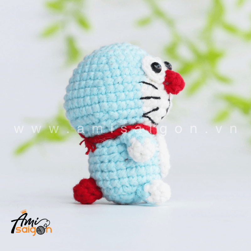 Móc khóa mèo máy Doraemon bằng len amigurumi - Chart móc miễn phí @amisaigonvn