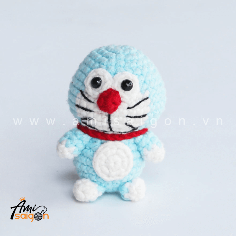 Móc khóa mèo máy Doraemon bằng len amigurumi - Chart móc miễn phí @amisaigonvn