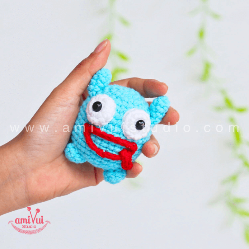 Crochet Blue Monster keychain - Free Amigurumi Pattern by AmivuiStudio