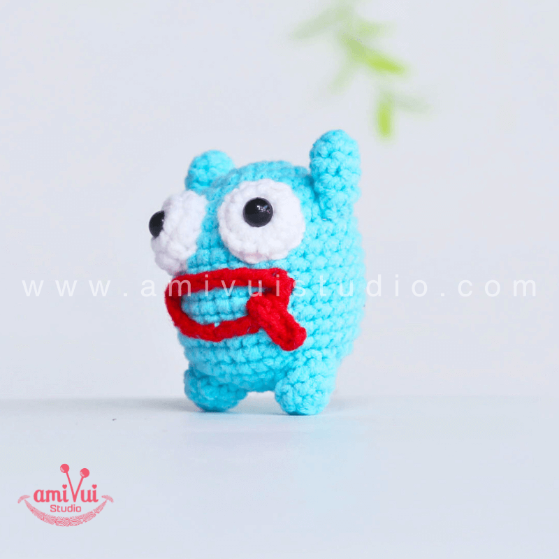 Crochet Blue Monster keychain - Free Amigurumi Pattern by AmivuiStudio