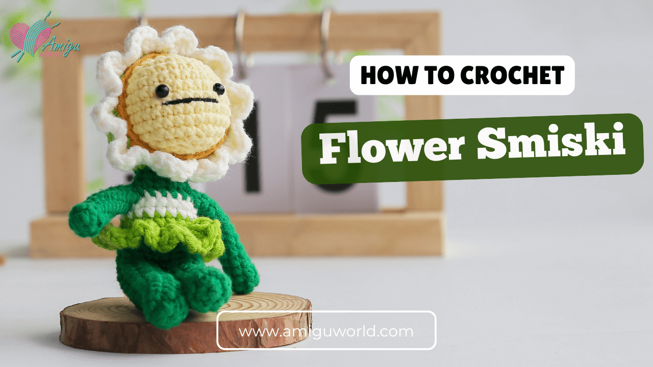 Flower Smiski amigurumi easy and free crochet tutorial
