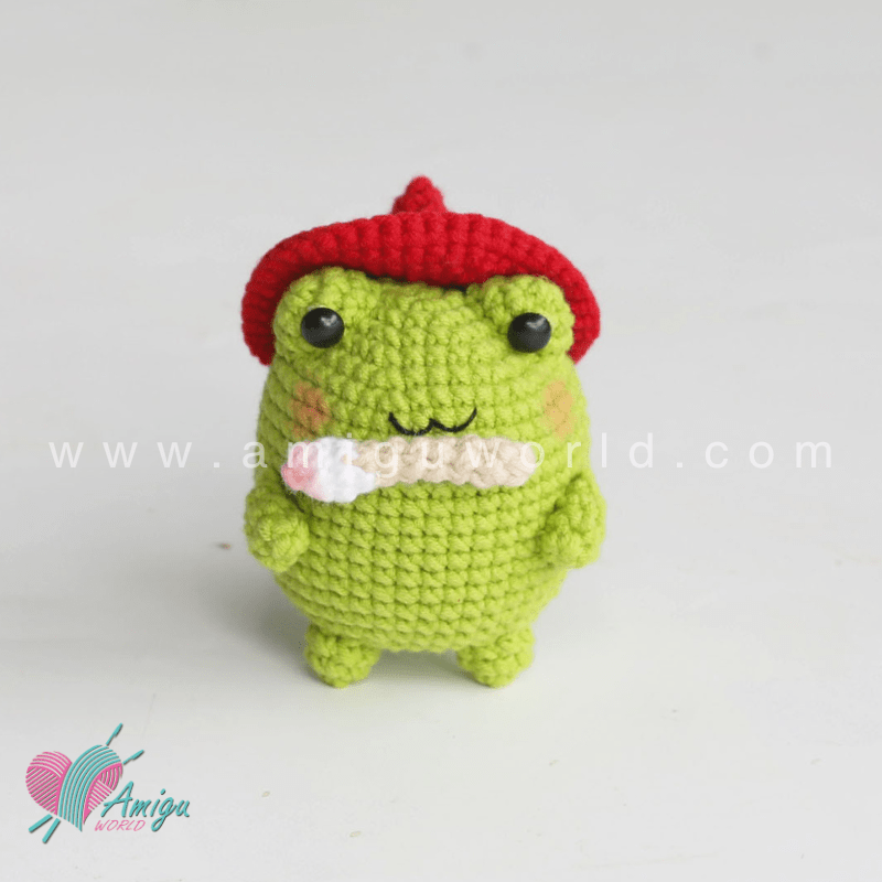 Amigurumi little Frog Painter Crochet pattern by AmiguWorld