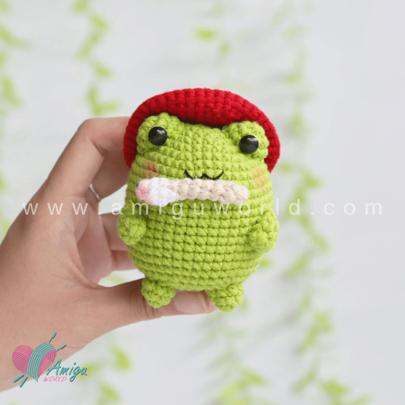 Amigurumi little Frog Painter Crochet pattern by AmiguWorld