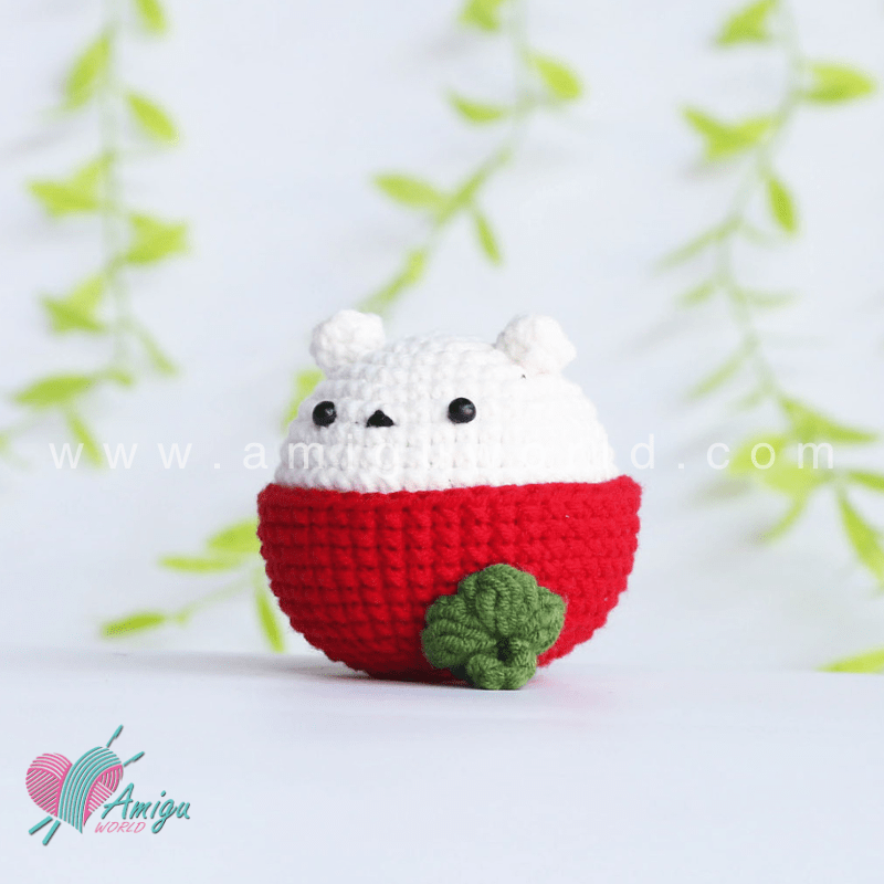 Amigurumi White Bear in Mangosteen Outfit Crochet pattern by AmiguWorld
