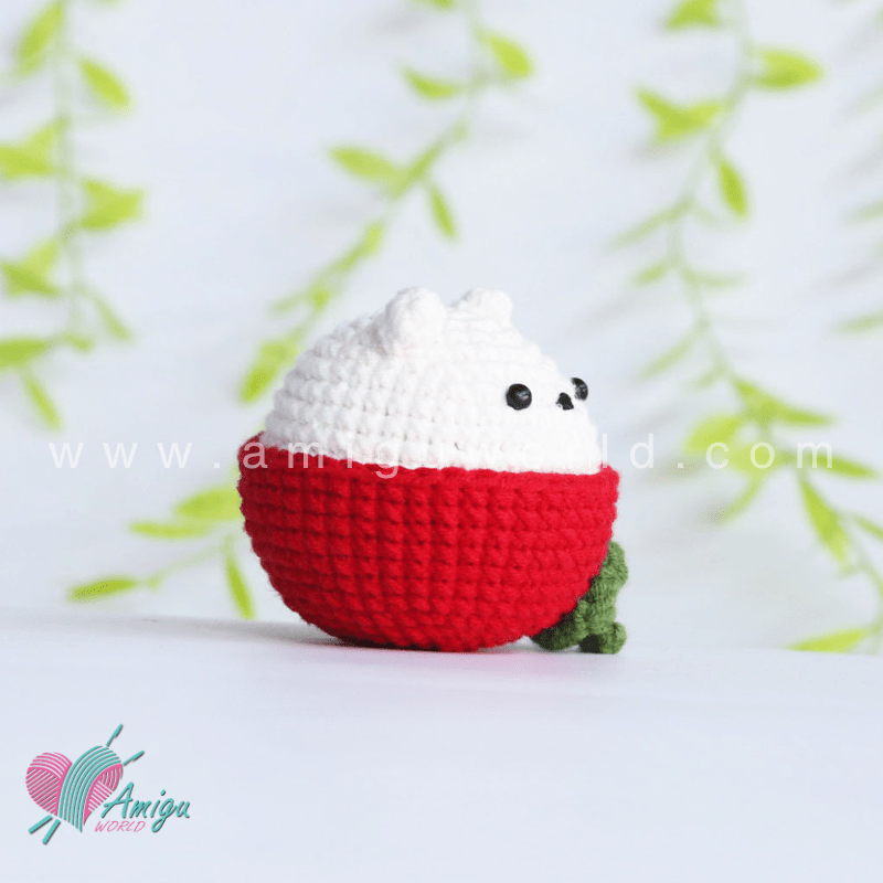 Amigurumi White Bear in Mangosteen Outfit Crochet pattern by AmiguWorld