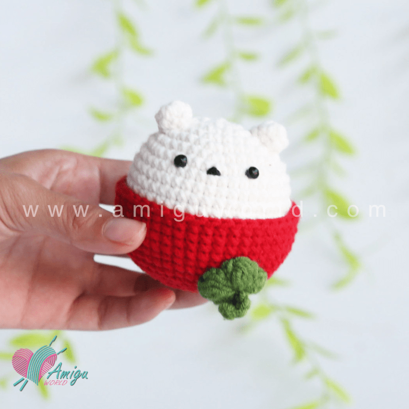 Amigurumi White Bear in Mangosteen Outfit Crochet pattern by AmiguWorld