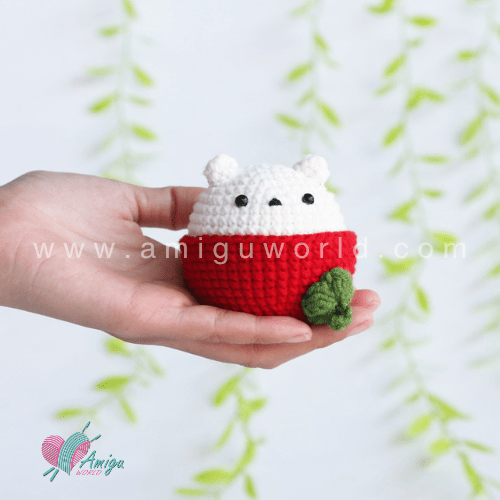 Amigurumi White Bear in Mangosteen Outfit – Free crochet pattern